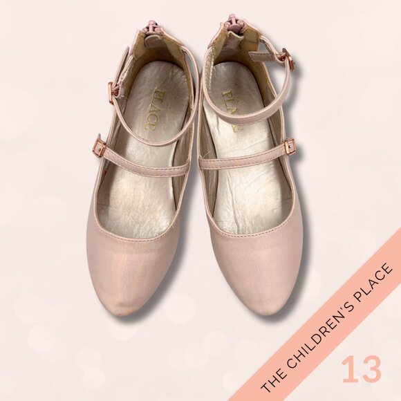 The Children's Place Girls’ Dress Shoes Size 13 – Blush Pink Double Strap Flats - Picture 4 of 8